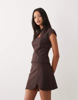 Asos Design A Line Mini Skirt In Brown