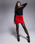 [ASOS DESIGN] ASOS DESIGN a-line mini skirt with bow details in red M Red