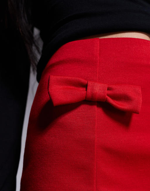 ASOS DESIGN a-line mini skirt with bow details in red | ASOS