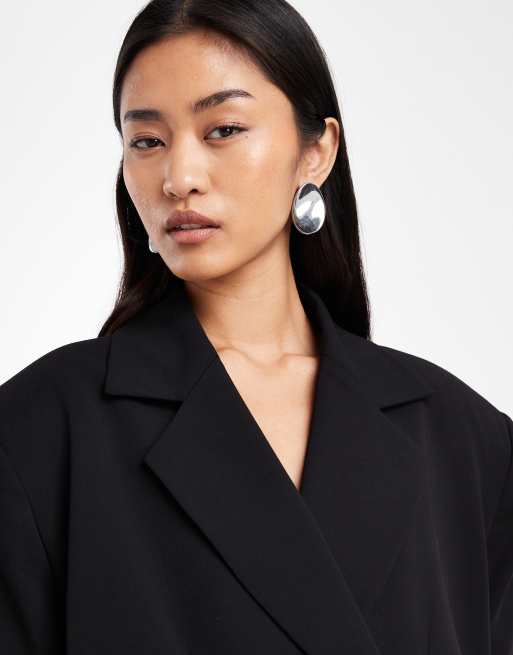 ASOS DESIGN A line oversized blazer in black, 3 of 4