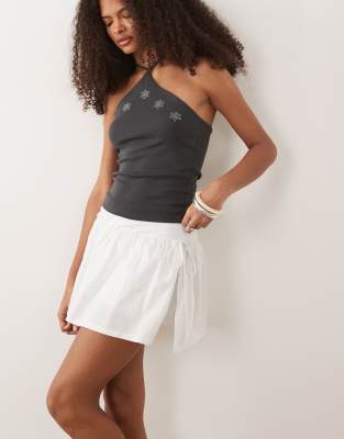 Asos Design A-line Poplin Layered Skort In Black