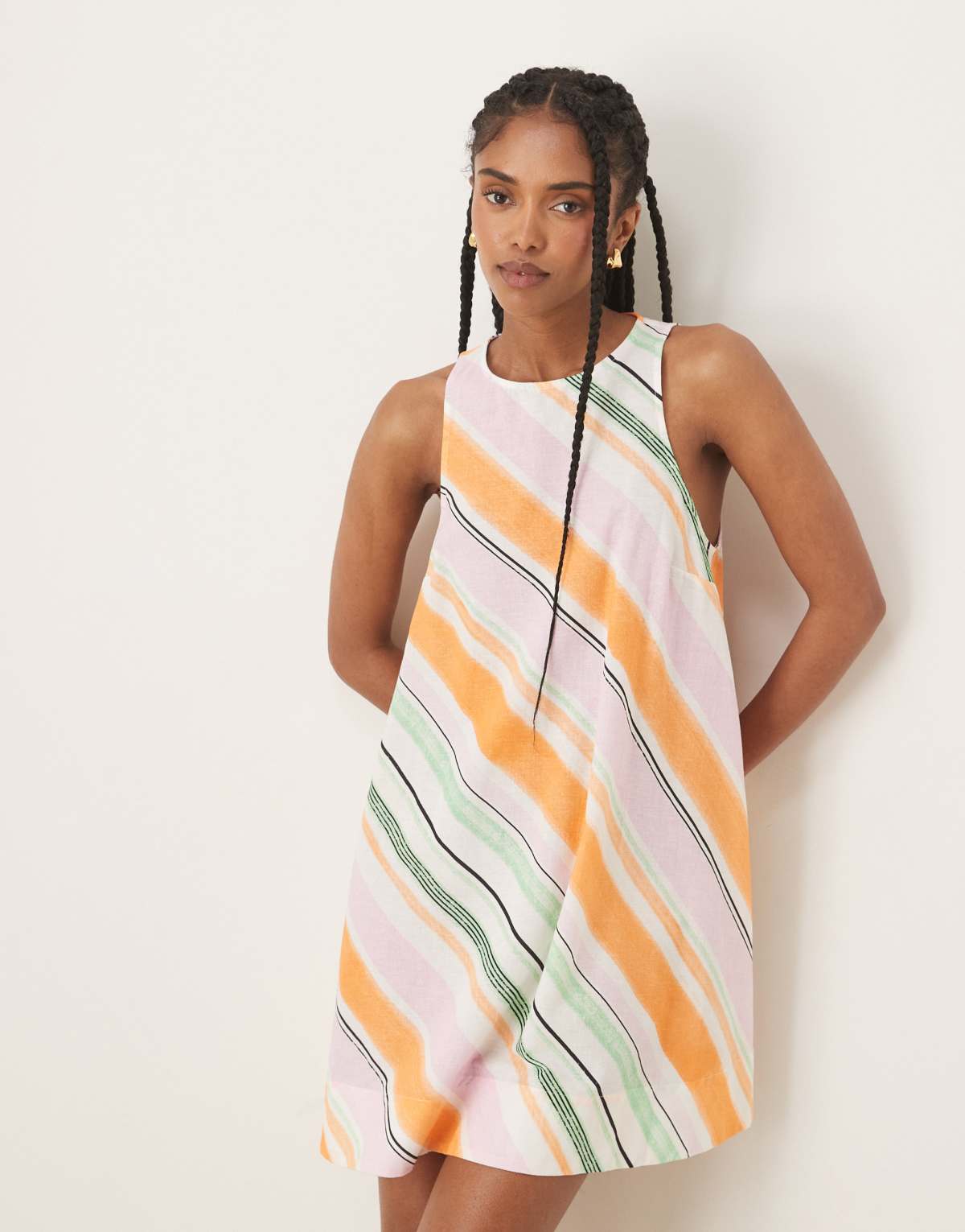 ASOS DESIGN a line racer mini dress in orange and pink stripe