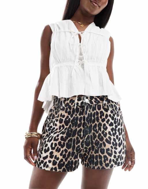 ASOS DESIGN a line shorts in leopard print