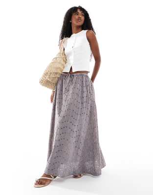 ASOS DESIGN - A-Linien-Midirock mit Acid-Waschung und floraler Stickerei-Bunt