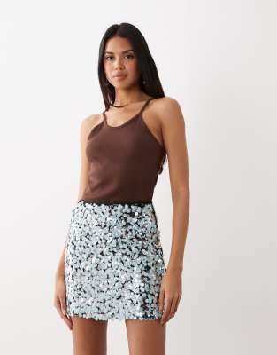 ASOS DESIGN - A-Linien-Minirock mit Paillettenmix-Bunt