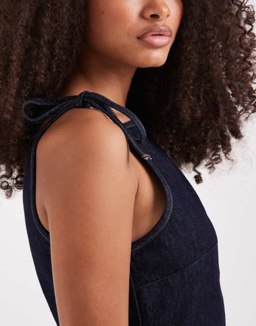 ASOS DESIGN – A-linjeformad miniklänning i denim med knytband, 4 av 4