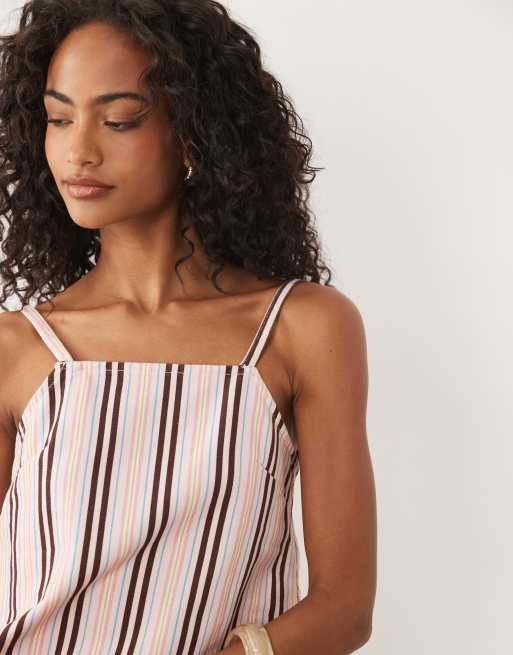 ASOS DESIGN A-linjeformad tanktopp i randig denim, 3 av 4