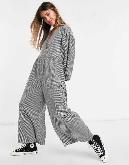ASOS DESIGN - Aangerimpelde jumpsuit met gingham-ruit