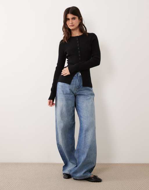 ASOS DESIGN aansluitend geribd lang vest in zwart, 3 van 4
