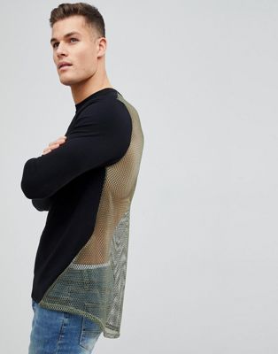 ASOS Design - Aansluitend sweatshirt in zwart met mesh achterkant