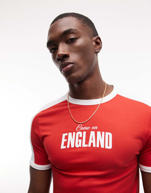 ASOS DESIGN - Aansluitend T-shirt met grafische Engeland-print in rood, 3 van 5