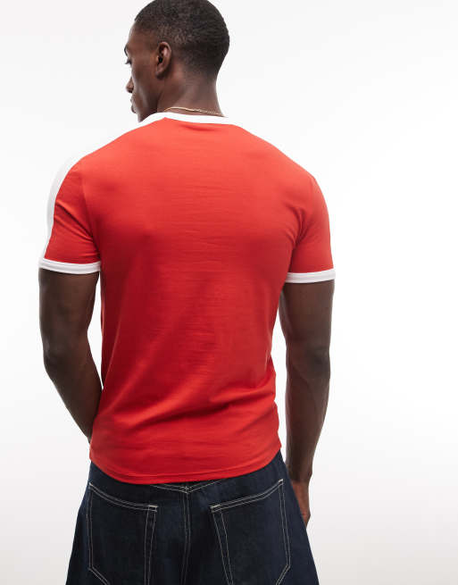 ASOS DESIGN - Aansluitend T-shirt met grafische Engeland-print in rood, 5 van 5