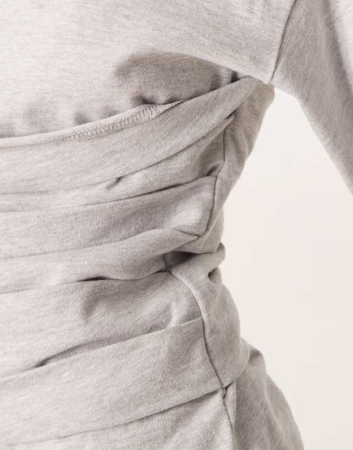 ASOS DESIGN - Aansluitend T-shirt met tailleband-detail in gemêleerd grijs, 3 van 4