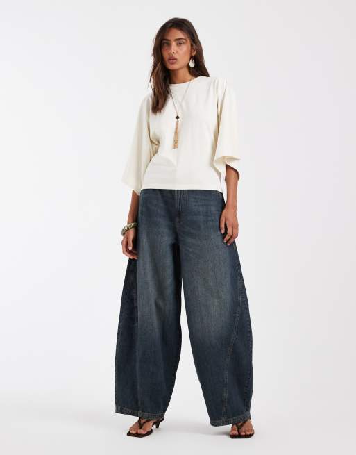 ASOS DESIGN - Aansluitend T-shirt met vleermuismouwen in crème, 3 van 4