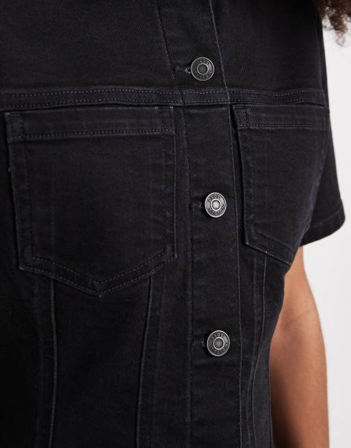 ASOS DESIGN - Aansluitende denim mini overhemdjurk in zwart, 3 van 4