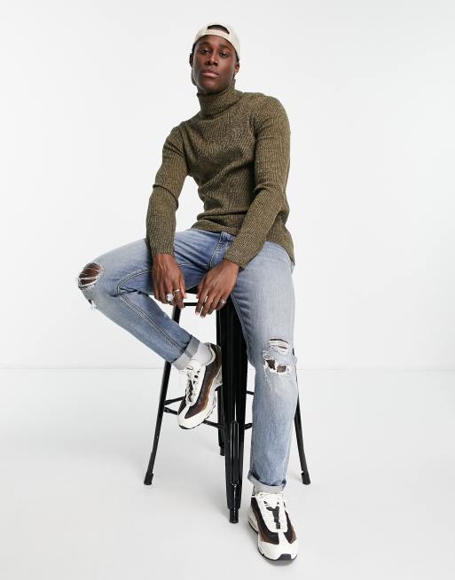 ASOS DESIGN - Aansluitende, geribbelde coltrui in bruin, 2 van 4