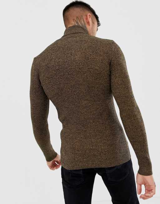 ASOS DESIGN - Aansluitende geribbelde coltrui in tan, 2 van 4