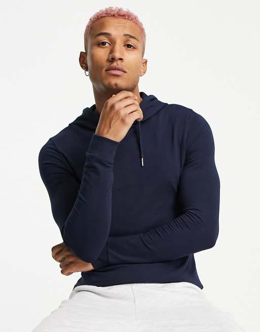 ASOS DESIGN - Aansluitende hoodie in marineblauw - NAVY