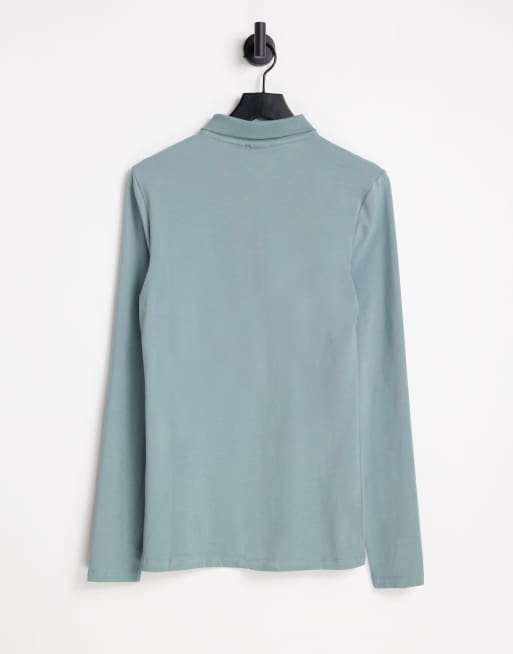 ASOS DESIGN - Aansluitende jersey polo met lange mouwen in blauw, 2 van 4
