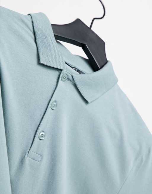 ASOS DESIGN - Aansluitende jersey polo met lange mouwen in blauw, 3 van 4
