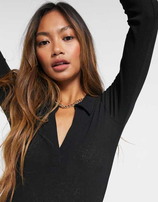 ASOS DESIGN - Aansluitende polo-body in zwart