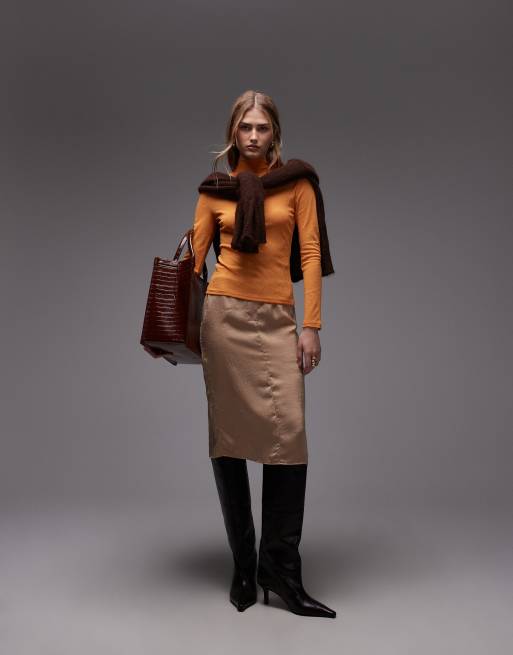 ASOS DESIGN - Aansluitende polotop met lange mouwen in oranje, 3 van 4