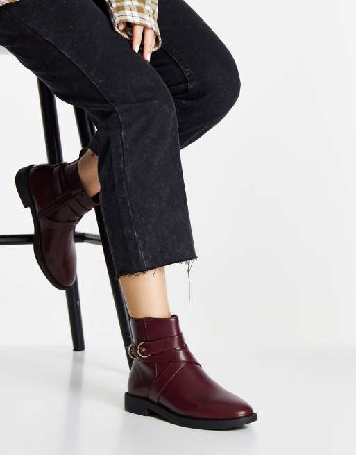 Maroon flat sale boots