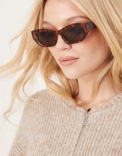 ASOS DESIGN – Abgeschrägte Cat-Eye-Sonnenbrille in Schildpattoptik - view 1