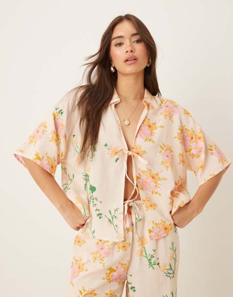 ASOS DESIGN Abi beach top in multi floral print - view 1