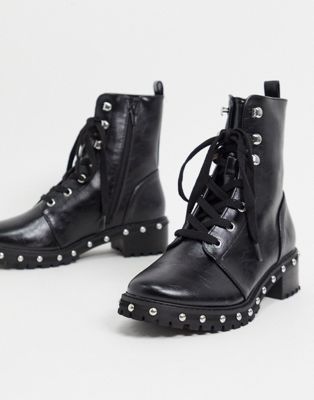 ASOS DESIGN Abigail lace up studded boots in black | ASOS