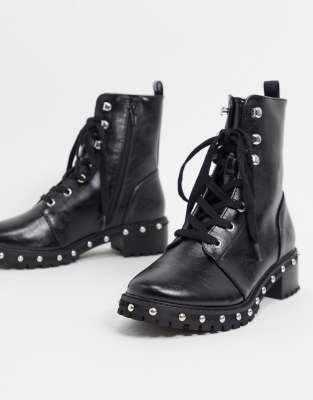 ASOS DESIGN Abigail lace up studded boots in black | ASOS