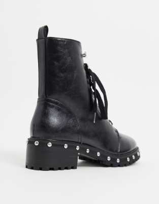 black lace up boots with studs