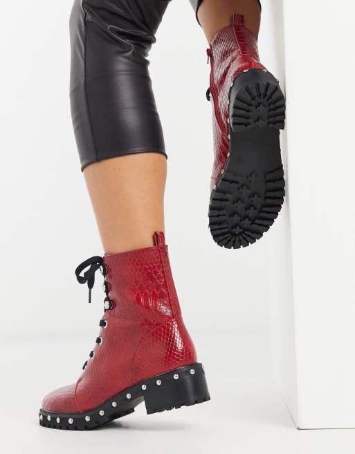 Red sales studded booties