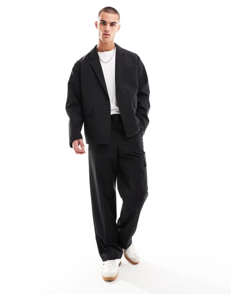 ASOS DESIGN - Abito con blazer squadrato tecnico nero - view 1