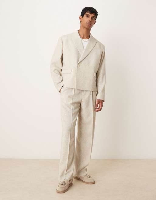 ASOS DESIGN - Abito corto squadrato doppiopetto color crema