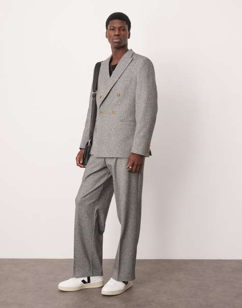 ASOS DESIGN - Abito doppiopetto pesante slim grigio - view 1