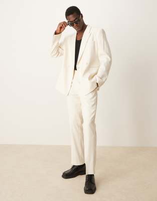 ASOS DESIGN - Abito doppiopetto slim con motivo geometrico in jacquard color crema - view 1