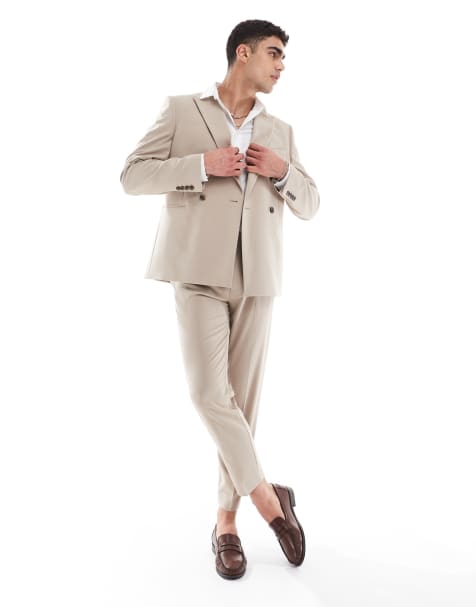 ASOS DESIGN - Abito doppiopetto slim fit beige - view 1