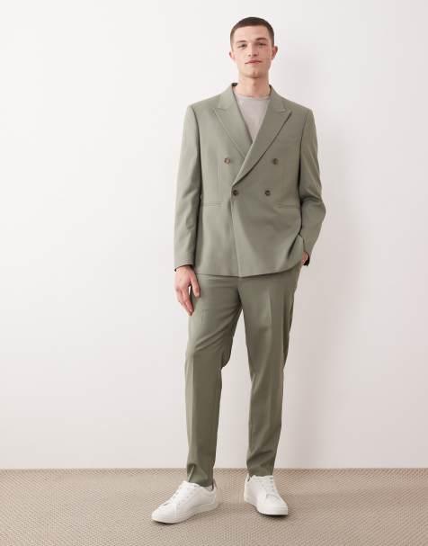 ASOS DESIGN - Abito doppiopetto verde salvia regular fit - view 1