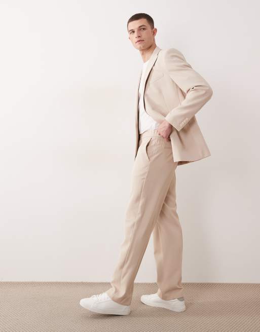 ASOS DESIGN - Abito doppiopetto vestibilità classica beige con dettaglio avvolgente