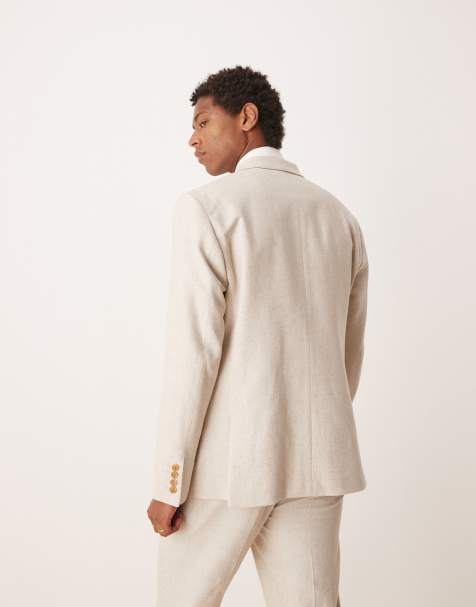 ASOS DESIGN - Abito doppiopetto vestibilità classica in misto lino beige naturale - view 1