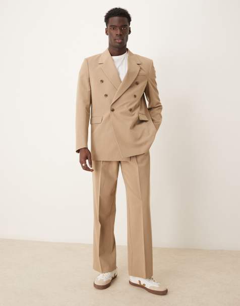 ASOS DESIGN - Abito doppiopetto vestibilità comoda color pietra scuro con spalle squadrate - view 1