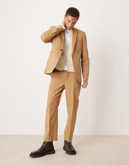 ASOS DESIGN - Abito dritto taglio corto in twill marrone