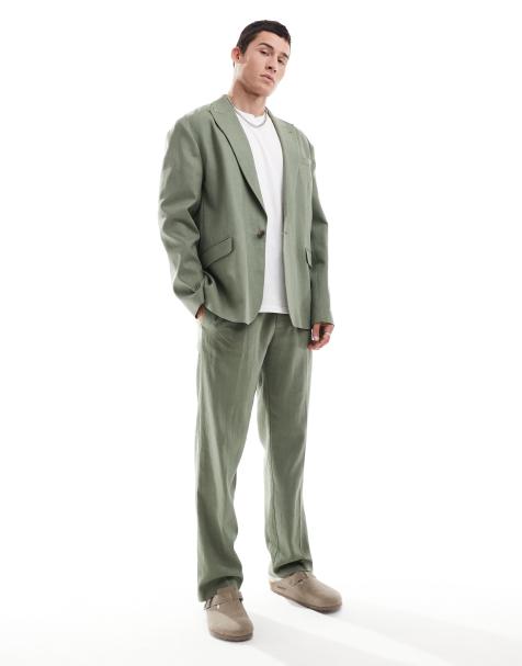 ASOS DESIGN - Abito extra largo comodo in misto lino verde oliva - view 1