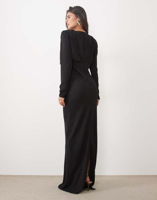 ASOS DESIGN abito maxi modest con maniche a pipistrello nero, 4 di 4