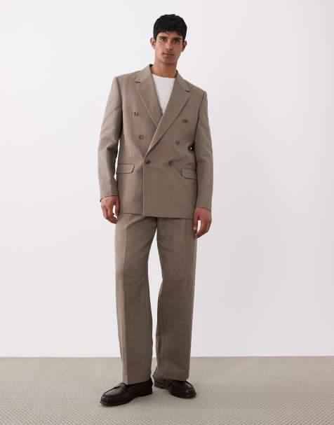 ASOS DESIGN - Abito oversize affusolato in misto lino marrone scuro - view 1