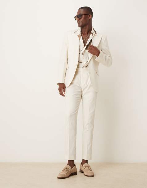 ASOS DESIGN - Abito skinny color crema in misto lino - view 1