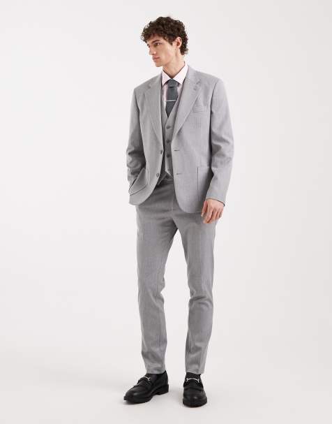 ASOS DESIGN - Abito skinny effetto lana a spina di pesce grigio - view 1