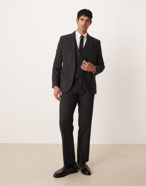 ASOS DESIGN - Abito slim effetto lana color antracite - view 1