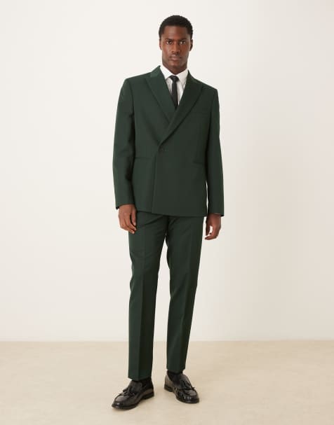 ASOS DESIGN - Abito slim fit verde scuro con dettaglio a portafoglio - view 1